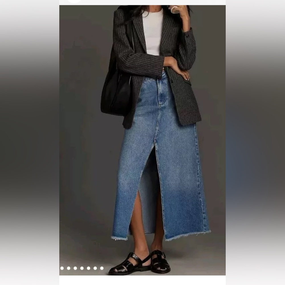 Anthropologie Madi Front-Slit Denim Skirt By Pilcro in Endless Summer Wash (16)
